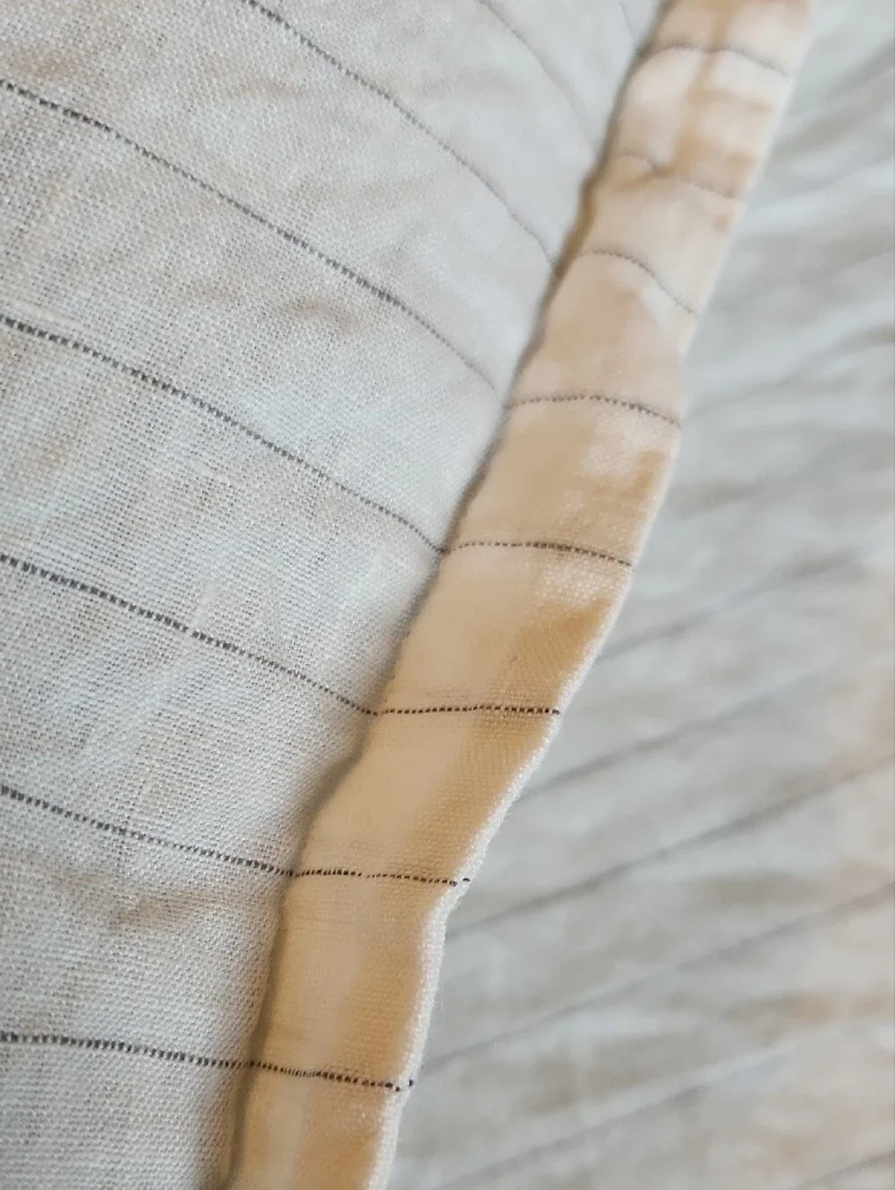 Crate&Barrel Cream Linen Euro Sham Pillowcase with Grey Pinstripes